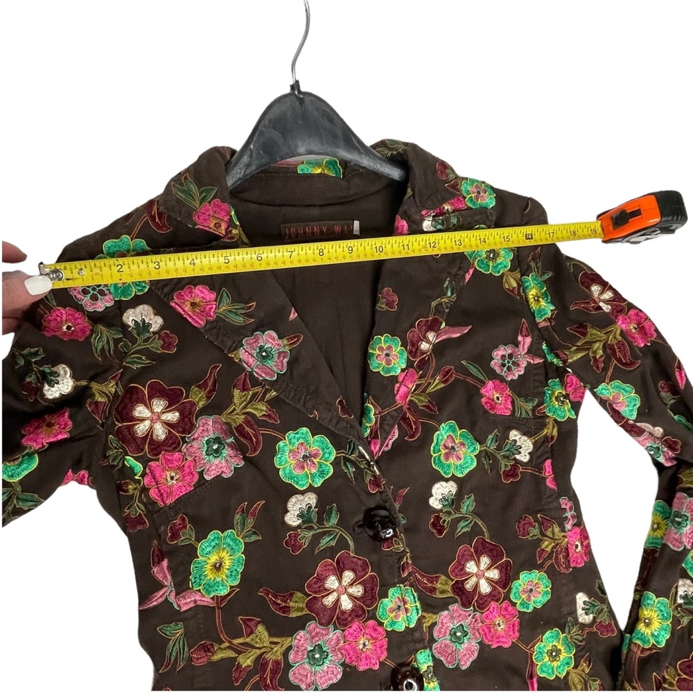 Last Chance…Johnny Was Floral Embroidered Trench Coat XS Brown - Picture 12 of 13